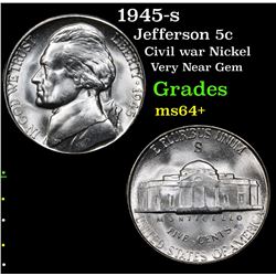1945-s Jefferson Nickel 5c Grades Choice+ Unc