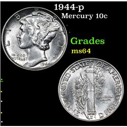 1944-p Mercury Dime 10c Grades Choice Unc