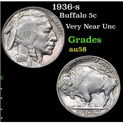 1936-s Buffalo Nickel 5c Grades Choice AU/BU Slider
