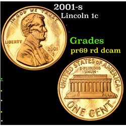 2001-s Lincoln Cent 1c Grades Gem++ Proof Red Deep cameo