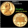 Image 1 : 2001-s Lincoln Cent 1c Grades Gem++ Proof Red Deep cameo