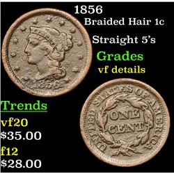 1856 Braided Hair Large Cent 1c Grades vf details