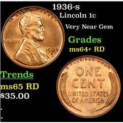 1936-s Lincoln Cent 1c Grades Choice+ Unc RD