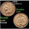 Image 1 : 1908 Indian Cent 1c Grades Select AU