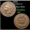 Image 1 : 1874 Indian Cent 1c Grades vg, very good