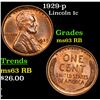 Image 1 : 1929-p Lincoln Cent 1c Grades Select Unc RB