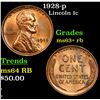 Image 1 : 1928-p Lincoln Cent 1c Grades Select+ Unc RB