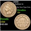 Image 1 : 1859 Indian Cent 1c Grades f+