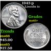 Image 1 : 1943-p Lincoln Cent 1c Grades GEM+ Unc