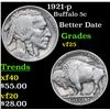 Image 1 : 1921-p Buffalo Nickel 5c Grades vf+