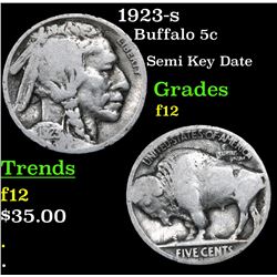 1923-s Buffalo Nickel 5c Grades f, fine