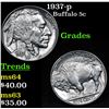 Image 1 : 1937-p Buffalo Nickel 5c Grades Select + Unc