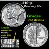 Image 1 : 1919-p Mercury Dime 10c Grades Unc Details