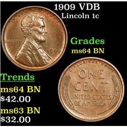 1909 VDB Lincoln Cent 1c Grades Choice Unc BN