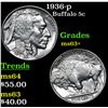 Image 1 : 1936-p Buffalo Nickel 5c Grades Select+ Unc