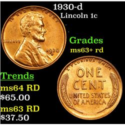1930-d Lincoln Cent 1c Grades Select+ Unc RD