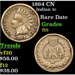 1864 CN Indian Cent 1c Grades f+
