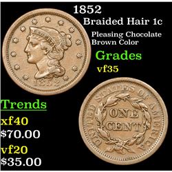1852 Braided Hair Large Cent 1c Grades vf++