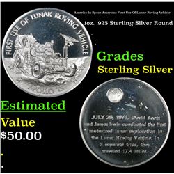 America In Space Americas First Use Of Lunar Roving Vehicle 1oz. .925 Sterling Silver Round Grades