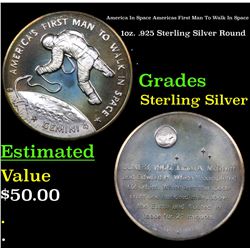 America In Space Americas First Man To Walk In Space 1oz. .925 Sterling Silver Round Grades
