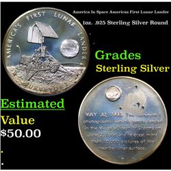 America In Space Americas First Lunar Lander 1oz. .925 Sterling Silver Round Grades