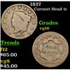 Image 1 : 1827 Coronet Head Large Cent 1c Grades vg+