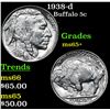 Image 1 : 1938-d Buffalo Nickel 5c Grades GEM+ Unc