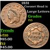 Image 1 : 1831 Coronet Head Large Cent 1c Grades f+
