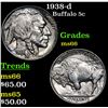 Image 1 : 1938-d Buffalo Nickel 5c Grades GEM+ Unc