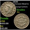 Image 1 : 1830 Coronet Head Large Cent 1c Grades f+