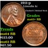 Image 1 : 1911-p Lincoln Cent 1c Grades Select+ Unc RB