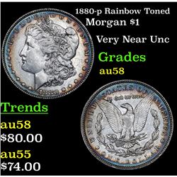 1880-p Rainbow Toned Morgan Dollar $1 Grades Choice AU/BU Slider