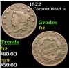 Image 1 : 1822 Coronet Head Large Cent 1c Grades f, fine