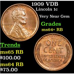 1909 VDB Lincoln Cent 1c Grades Choice+ Unc RB