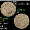 Image 1 : 1821 Coronet Head Large Cent 1c Grades g+