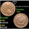 Image 1 : 1871 Two Cent Piece 2c Grades vf+