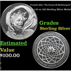Franklin Mint "The Genius Of Michelangelo" 1.35 oz .925 Sterling Silver Medal Grades