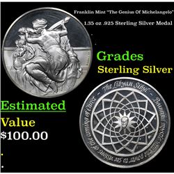Franklin Mint "The Genius Of Michelangelo" 1.35 oz .925 Sterling Silver Medal Grades