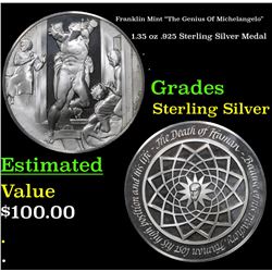 Franklin Mint "The Genius Of Michelangelo" 1.35 oz .925 Sterling Silver Medal Grades