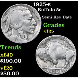 1925-s Buffalo Nickel 5c Grades vf+