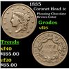 Image 1 : 1835 Coronet Head Large Cent 1c Grades vf+