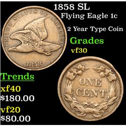 1858 SL Flying Eagle Cent 1c Grades vf++