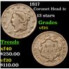 Image 1 : 1817 Coronet Head Large Cent 1c Grades vf+