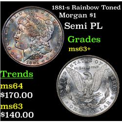 1881-s Rainbow Toned Morgan Dollar $1 Grades Select+ Unc