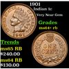Image 1 : 1901 Indian Cent 1c Grades Choice+ Unc RB