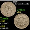 Image 1 : 1816 Coronet Head Large Cent 1c Grades vf+
