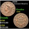 Image 1 : 1829 Coronet Head Large Cent 1c Grades vf++