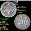 Image 1 : 1861 Three Cent Silver 3cs Grades Choice AU
