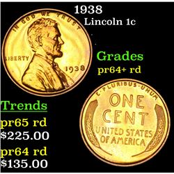 1938 Lincoln Cent 1c Grades Gem++ Proof Red