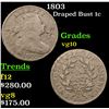 Image 1 : 1803 Draped Bust Large Cent 1c Grades vg+
